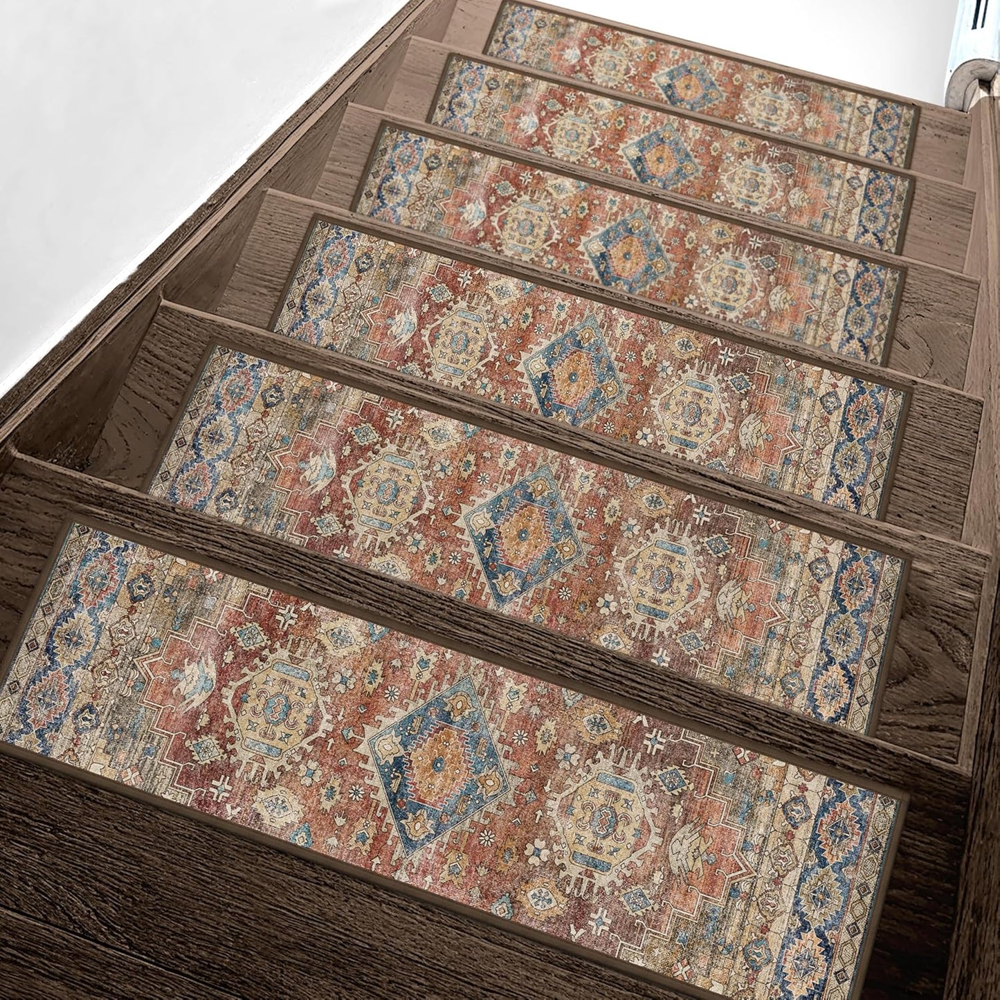sarben Non Slip Stair Treads for Wooden Steps 15PCS - 8"x30" Indoor Safety Carpet, Edging Mats with TPE Adhesive Backing, Pet and Elderly Friendly Stair Rugs (Taupe) - Colors B