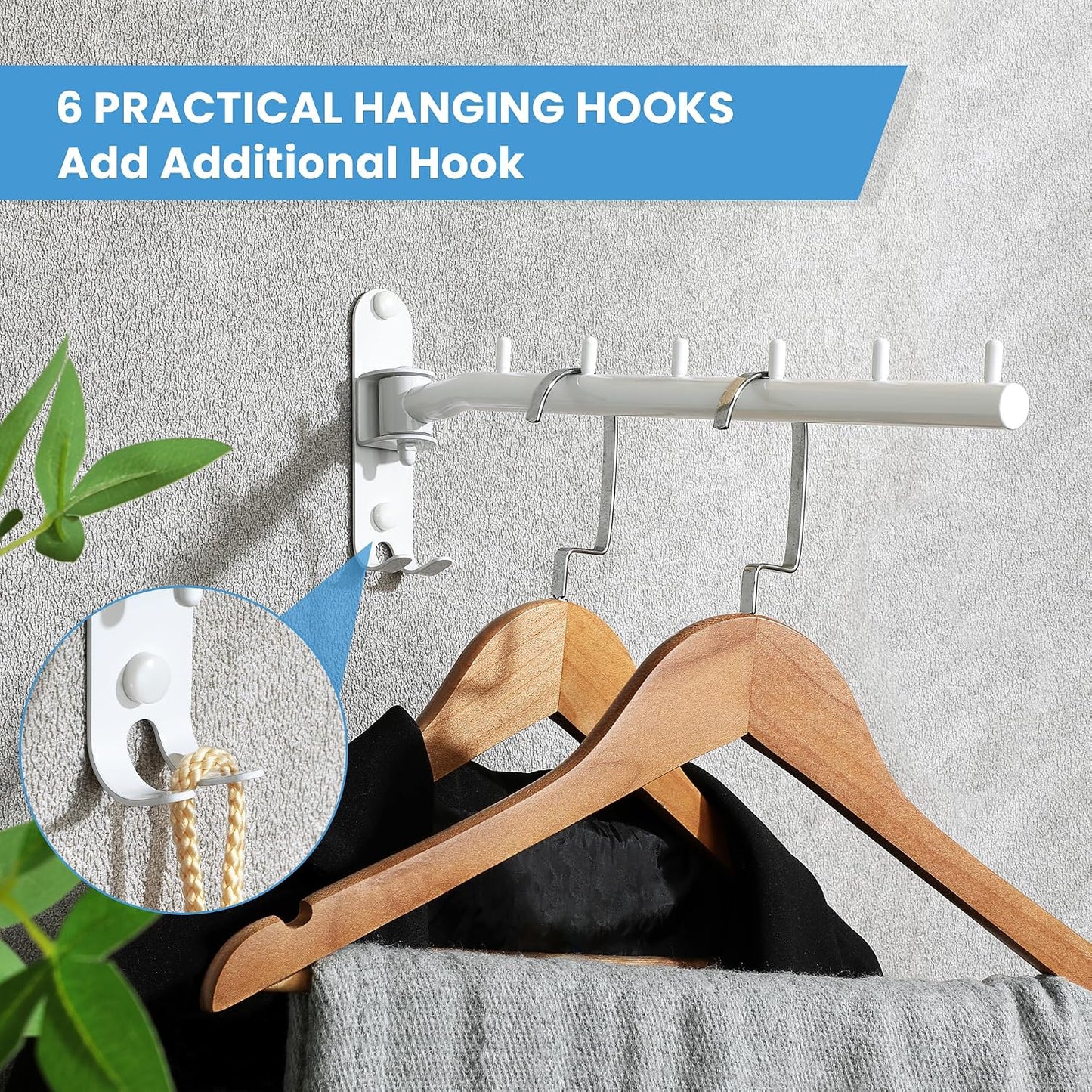 Mooche Swing Clothes Hanger Rack, Garment Racks Folding Clothes Bar Wall Mounted, 180°Rotation Laundry Drying Rack 304 Stainless Steel Space Saving for Laundry Room Bedroom Balcony, 9.45" Long
