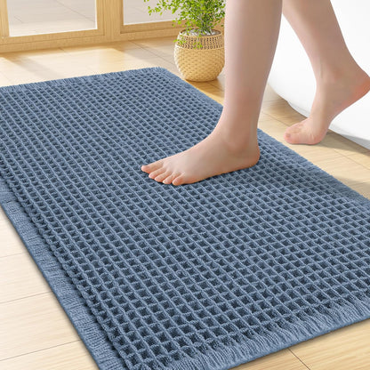 Smiry Waffle Bath Mat 30x20, Extra Soft Absorbent Bathroom Rugs, Non Slip Machine Washable Quick Dry Bath Rugs for Bathroom Floor, Tub, Shower, Home Decor Accessories, Brown