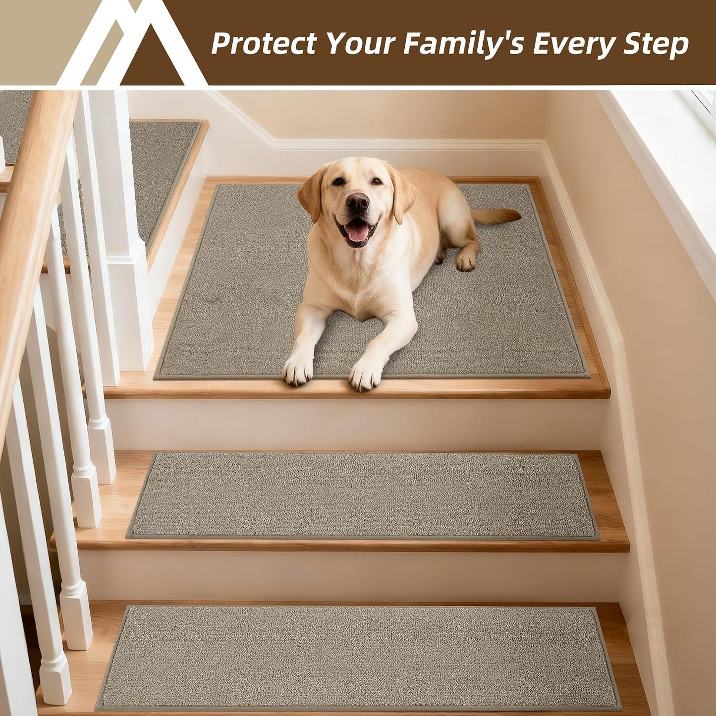 COSY HOMEER Stair Treads Non-Slip Carpet Stair Treads for Wooden Steps, Indoor Stair-Runner Rugs for Kids Elders & Pets 28"x9" (4Pc, Dark Gray)