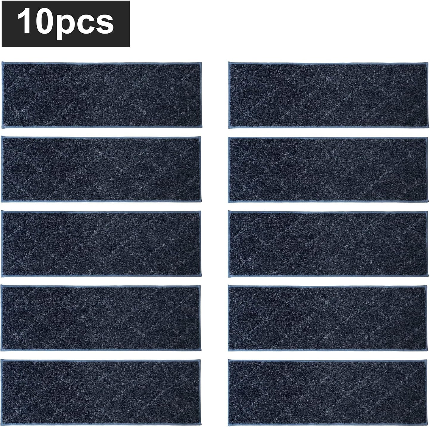 COSY HOMEER Edging Stair Treads Non-Slip Carpet Mat 28inX9in Indoor Stair Runners for Wooden Steps, Edging Stair Rugs for Kids and Dogs, 100% Polyester TPE Backing(4pc, Beige)