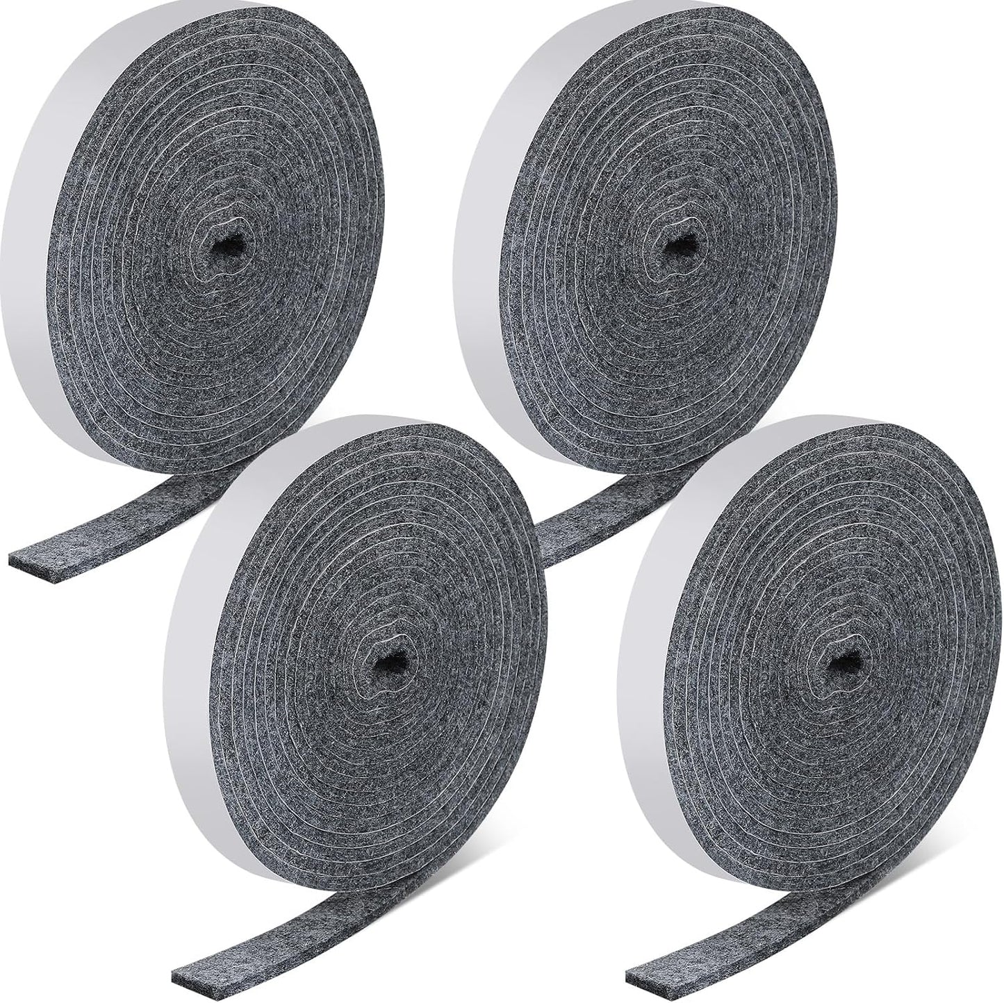 Zonon 4 Rolls 120 Inch Felt Strip with Adhesive Backing Felt Tapes Furniture Strip Rolls Self Stick Heavy Duty Polyester for Protecting Furniture and DIY Adhesive(Black,0.5 Inch)