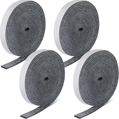 Zonon 4 Rolls 120 Inch Felt Strip with Adhesive Backing Felt Tapes Furniture Strip Rolls Self Stick Heavy Duty Polyester for Protecting Furniture and DIY Adhesive(Black,0.5 Inch)