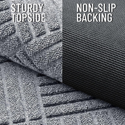 OLANLY Front Door Mat Outside Entrance 29.5x17, Absorbent, Heavy Duty Sturdy Natural Rubber Doormat Indoor Outdoor, Stain and Fade Resistant, Non-Slip Low Profile Floor Mat for Entryway, Grey Diamond