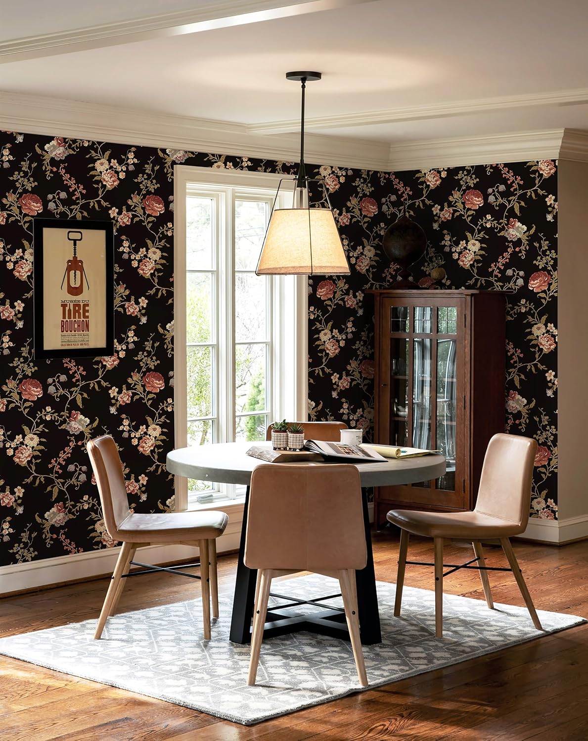 Safiyya Peel and Stick Wallpaper Vintage Floral Contact Paper 17.3" x 78.7" Wall Paper Renter Friendly Self Adhesive Removable Wallpaper for Bathroom Vinyl