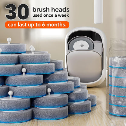 Disposable Toilet Brush and Holder Set with 18 Bowl Wand Cleaners Refill Pads, Bathroom Wall Mounted Toilet Bowl Cleaners Kit.