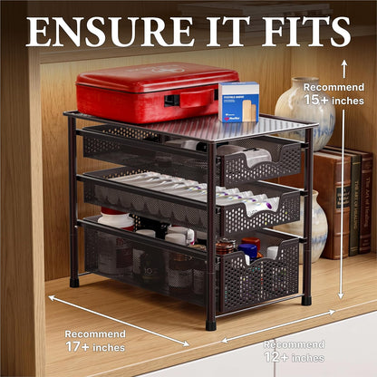 Simple Houseware Stackable 2 Tier Sliding Basket Organizer Drawer, White