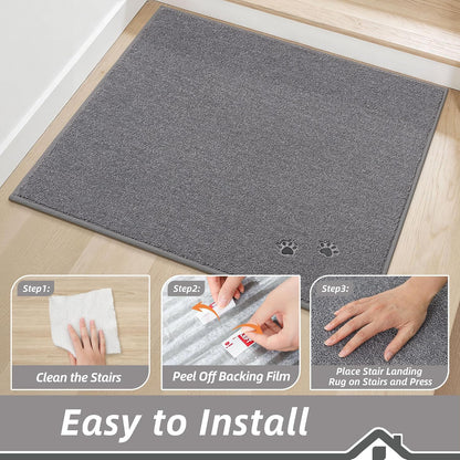 BEQHAUSE Stair Treads for Wooden Steps 28inX9in, Non Slip Carpet Stair Treads Indoor Stair Runners Machine Washable, Soft Stair Rugs Mat Surface Polyester TPE Backing, 4pcs, Charcoal
