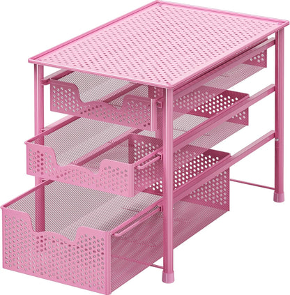 Simple Houseware Stackable 2 Tier Sliding Basket Organizer Drawer, White