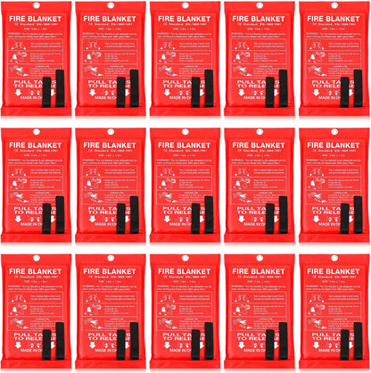 Jerify 15 Pcs Fire Blanket - Fiberglass Fire Emergency Flame Retardant Safety Fireproof Safety Suppression Cover Blanket for Kitchen, Home, Car and Office - 39 x 39 Inch (Red)