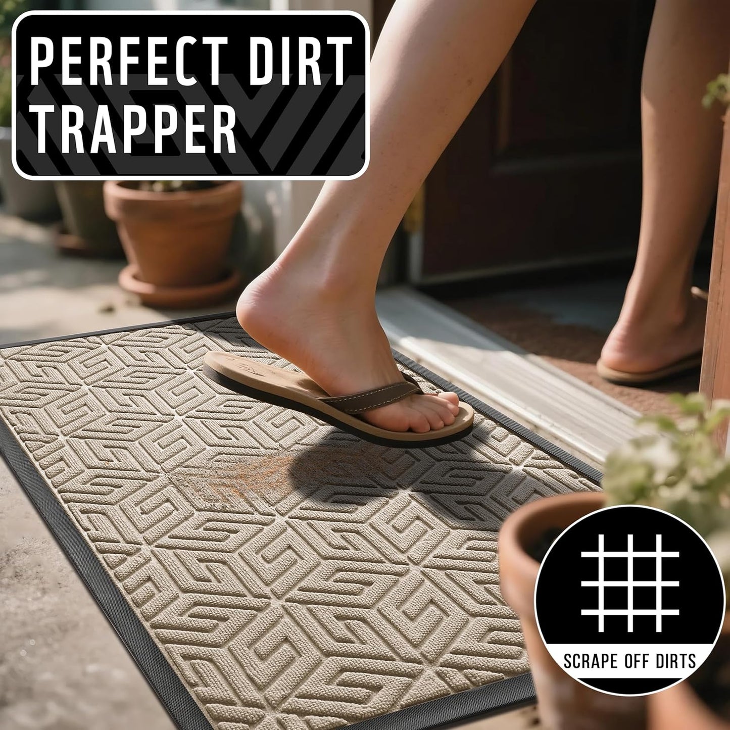 Yimobra Doormat Outdoor Entrance 29.5x17, All-Weather Waterproof Outdoor Mats for Front Door, Non Slip Welcome Door Mat for Patio Proch Outside Entryway Indoor, Black