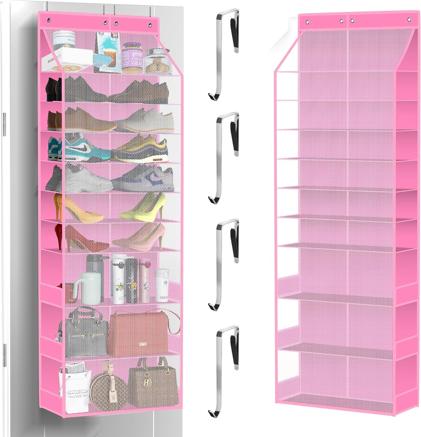 PAULONE 10-Pocket Multi-Use Over the Door Organizer, Heavy Duty 95lbs Capacity with Breathable Mesh, Versatile Hanging Storage for Shoes, Toys, Office Supplies-Classic (Black, 10-Shelf,)