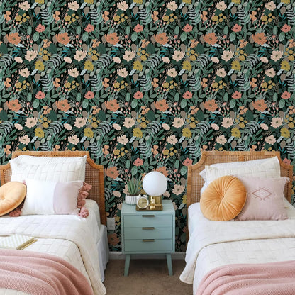 Simon&Siff Floral Peel and Stick Wallpaper, 17.3" x 120" Self Adhesive Wallpaper Boho Flower Kitchen Cabinets Furniture Decorative Renter Friendly Wall Paper