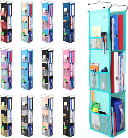 ABRA® 3 Shelf Hanging Locker Organizer for School, Gym, Work, Storage | Deep Shelves 6”x 9”| Eco-Friendly Fabric Healthy for Children | Adjustable School Locker Shelf 3 to 2 Shelves (Pink)