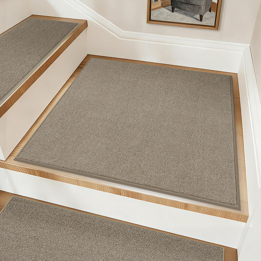 COSY HOMEER Stair Treads Non-Slip Carpet Stair Treads for Wooden Steps, Indoor Stair-Runner Rugs for Kids Elders & Pets 28"x9" (4Pc, Dark Gray)