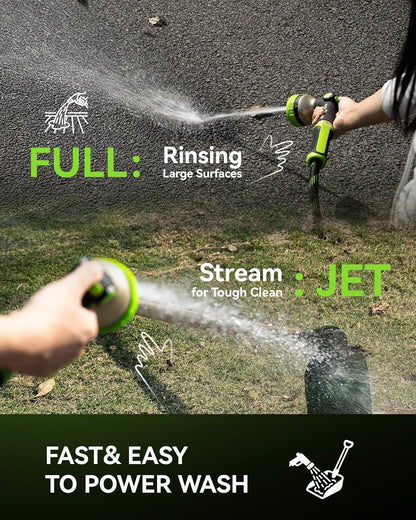 RAINPOINT Hose Sprayer Nozzle Heavy Duty - 8 Spray Patterns Garden Hose Nozzle with Adjustable Flow Control for Watering Plants, Washing Cars,Washing Pets, Thumb Control (Green)