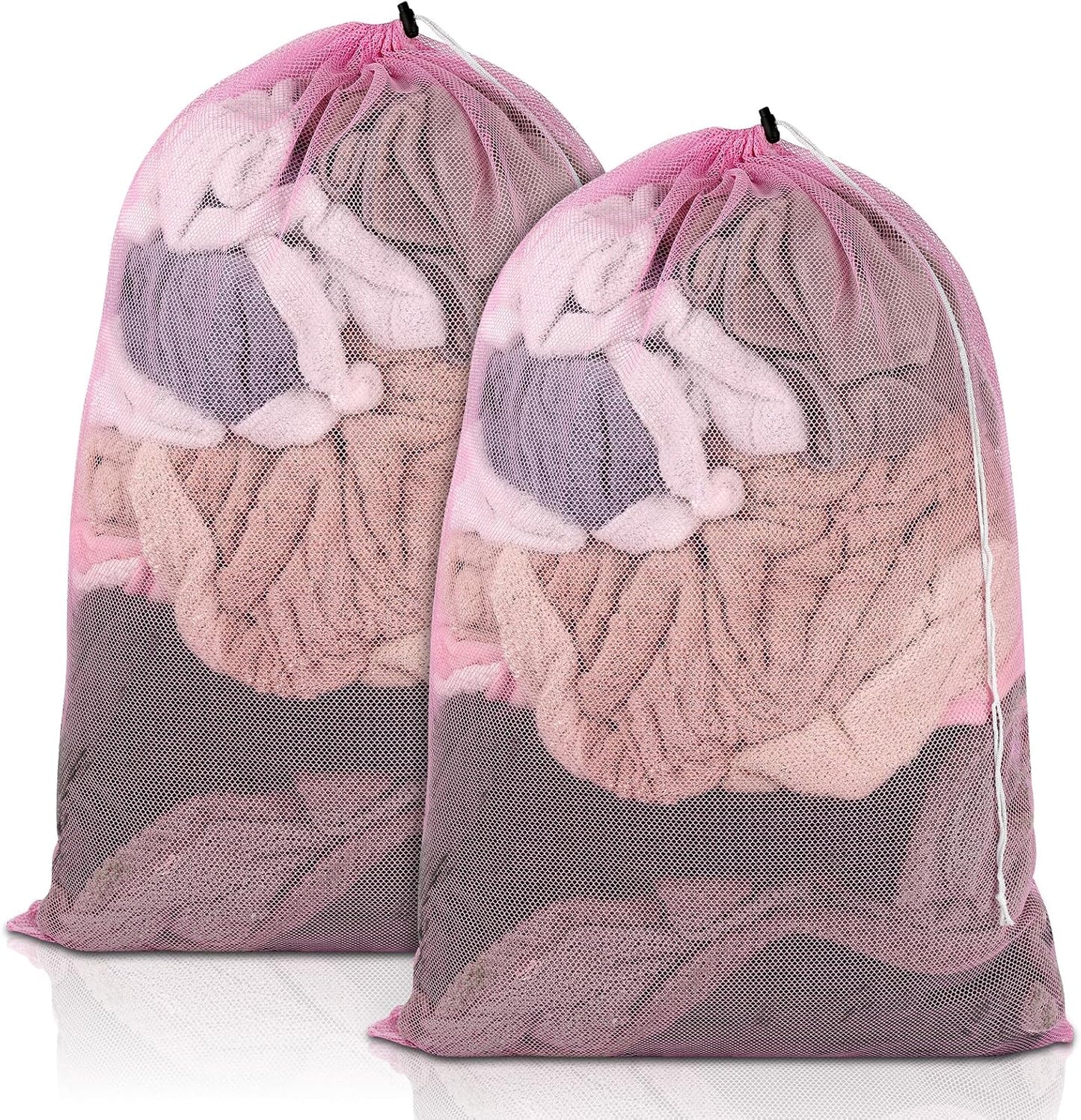 2 Pack Mesh Laundry Bags, 23 x 34 Inches Heavy Duty Mesh Laundry Bag, Large Laundry Drawstring Bag for College, Dorm, Travel, Family and Apartment Dwellers, Black