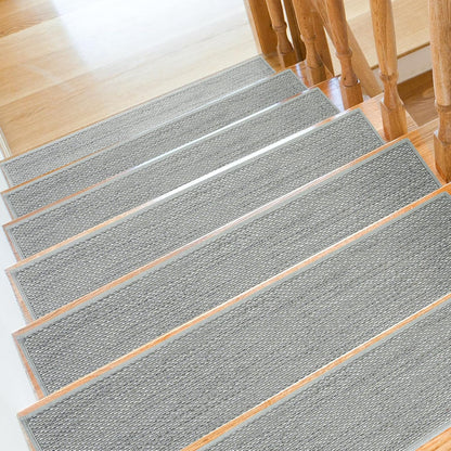 SMILOOL Stair Treads Non Slip for Wooden Steps Indoor 4 Pack 8" X 30" Carpet Stairs Runner for Wood Stairs, Stair Tread Rugs with Reusable Adhesive for Dogs Kids and Elders, Machine Washable, Brown