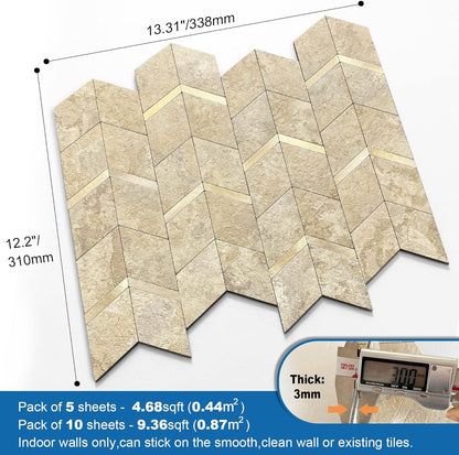 MOFIT Peel and Stick Backsplash for Kitchen,3D Wall Panel Peel and Stick Tile Self Adhesive Backsplash for Bathroom Tile Stickers Diamond (5Sheets,Blue Green Gray)