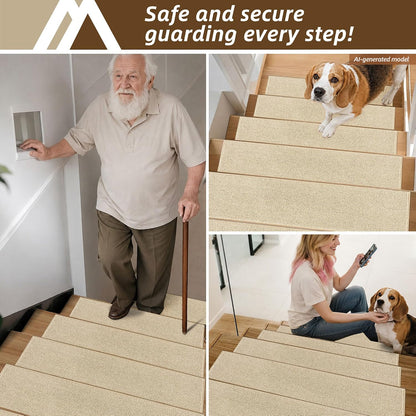COSY HOMEER Stair Treads Non-Slip Carpet Stair Treads for Wooden Steps, Indoor Stair-Runner Rugs for Kids Elders & Pets 28"x9" (4Pc, Dark Gray)