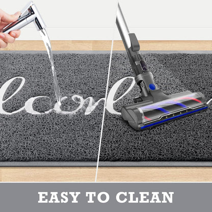 CozyBounty Black Door Mat Welcome Mats Outdoor Indoor Non-Slip Doormat for Entryway Low-Profile Floor Mat for Yard, Garage, High Traffic Areas (30"x17.5", Black)