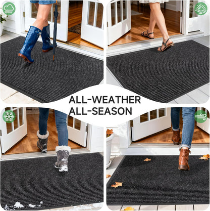 100pointONE Durable Front Door Mat, Heavy Duty Indoor Outdoor Doormat, 48” x 36” Low Profile Outdoor Mats for Home Entrance, Stain and Fade Resistant Shoe Scraper Mat, Ideal for High Traffic Area