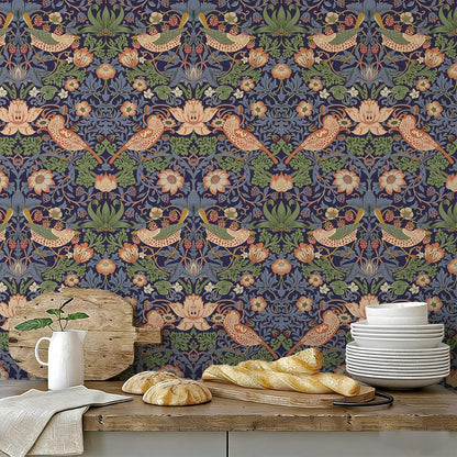 17"x118" Peel and Stick Wallpaper for Renter Friendly, Removable Wallpaper Peel and Stick, Self-Adhesive Textured Contact Paper for Walls, Cabinets, Countertops(Morning Song of Flowers)