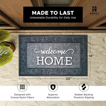 Extra Durable, Superior Absorption, Front Door Mat for Outdoor & Indoor - Welcome Mat for Entryway, Entrance, Patio, Porch - Waterproof, Non-Slip Backing, Coarse Fibers (Scales,17x29)