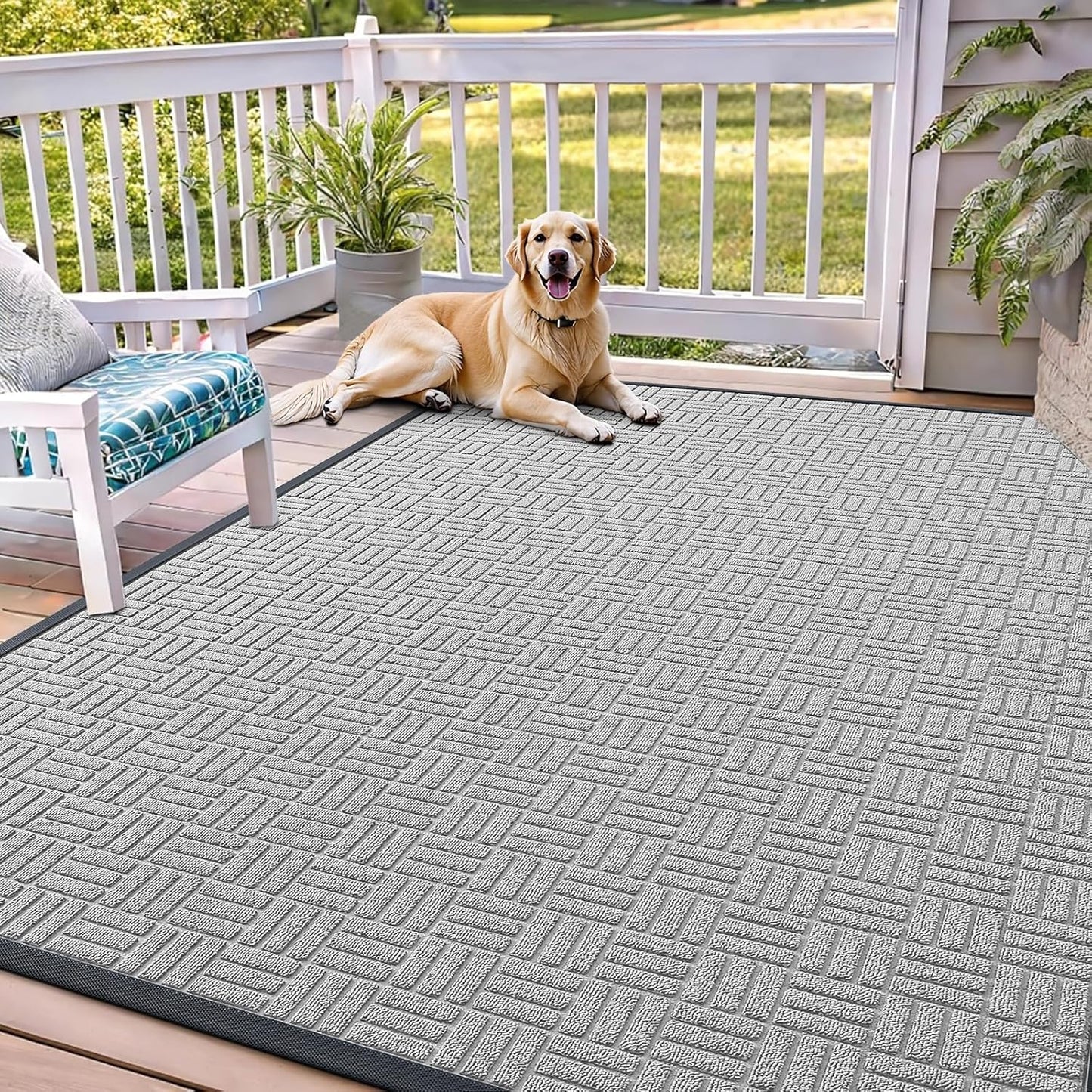 OLANLY Front Door Mat Outside Entrance 29.5x17, Absorbent, Heavy Duty Sturdy Natural Rubber Doormat Indoor Outdoor, Stain and Fade Resistant, Non-Slip Backing Low Profile Floor Mat for Entryway, Grey