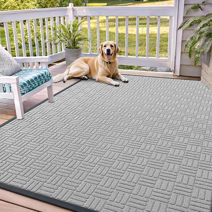 OLANLY Front Door Mat Outside Entrance 29.5x17, Absorbent, Heavy Duty Sturdy Natural Rubber Doormat Indoor Outdoor, Stain and Fade Resistant, Non-Slip Backing Low Profile Floor Mat for Entryway, Grey