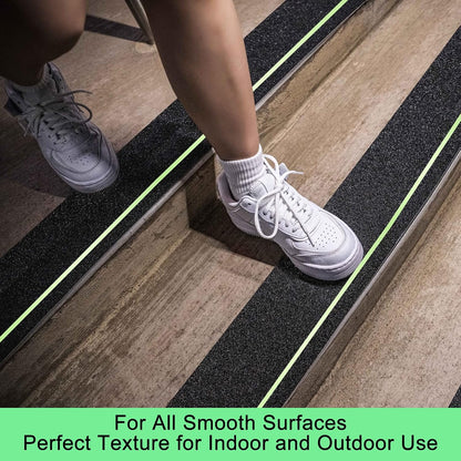 6" x 30" Anti Slip Traction Treads Tape (12-Pack), Pre-Cut Grip Tape for Stair Steps Outdoor, Waterproof Black Non Slip Stair Treads for Floor Safety, Easy to Install