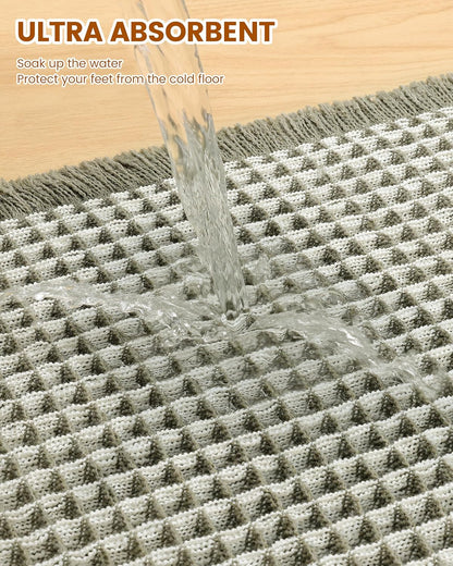 Smiry Waffle Bath Mat 30x20, Extra Soft Absorbent Bathroom Rugs, Non Slip Machine Washable Quick Dry Bath Rugs for Bathroom Floor, Tub, Shower, Home Decor Accessories, Brown