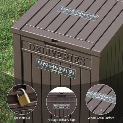 LHBGO Package Delivery Box for Outside, 48 Gallon Storage with Lockable Secure, Large Double Wall Resin Outdoor Package Delivery Waterproof Deck