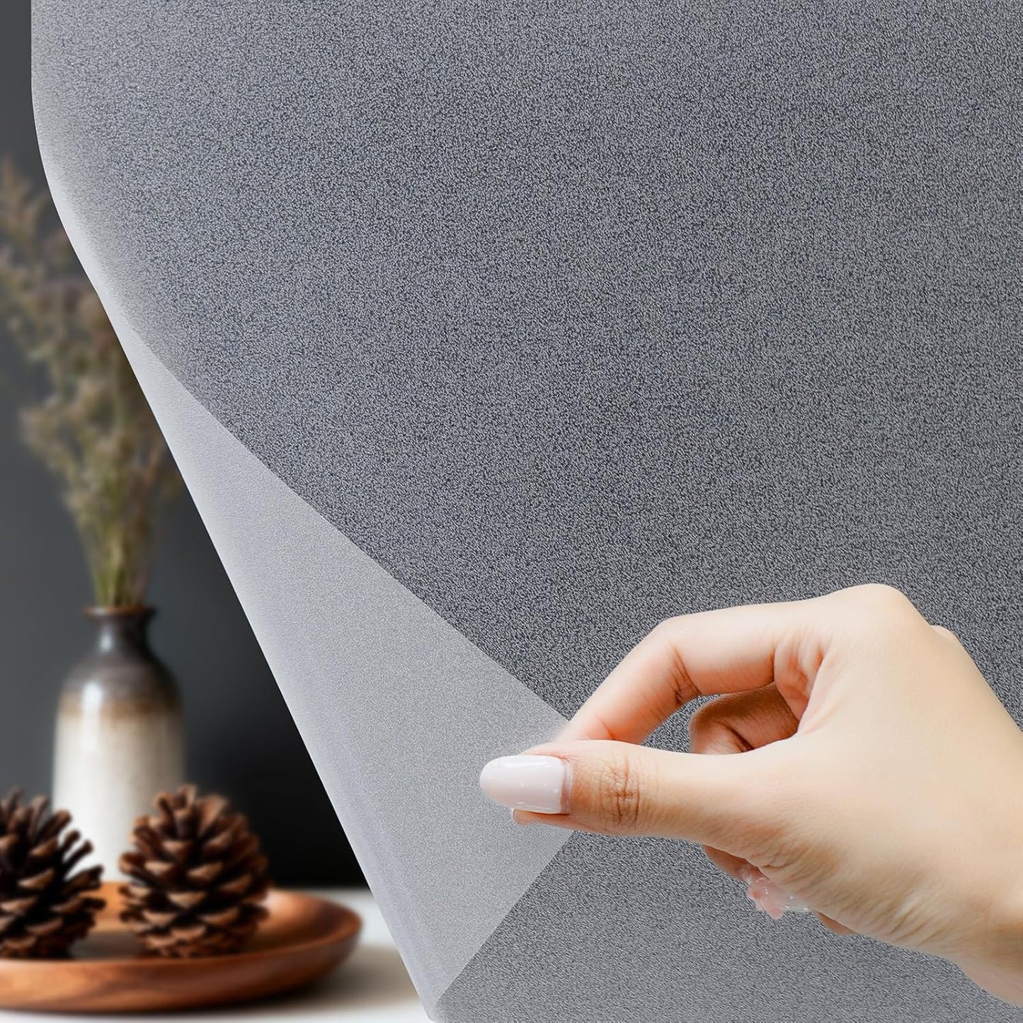 Frosted Window Film, Removable Glass Door Privacy Film, Suitable for Bathrooms, Offices, Static Cling Decorative Film, Reusable Window Stickers (Pure, 17.5X78.7 Inch)