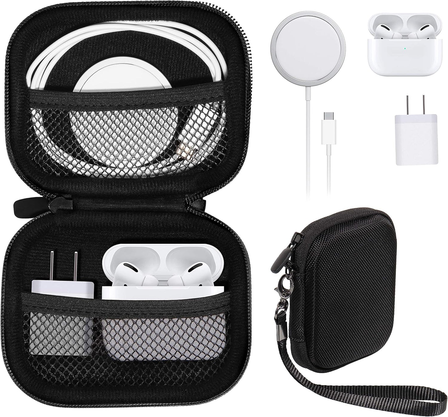 All-in-One Case for iPhone MagSafe Charger & Battery Pack, Storage for Accessories/Power Adapter/Charge Cable/Docks, Compatible with AirPods 4/ Pro 3/2/ 1