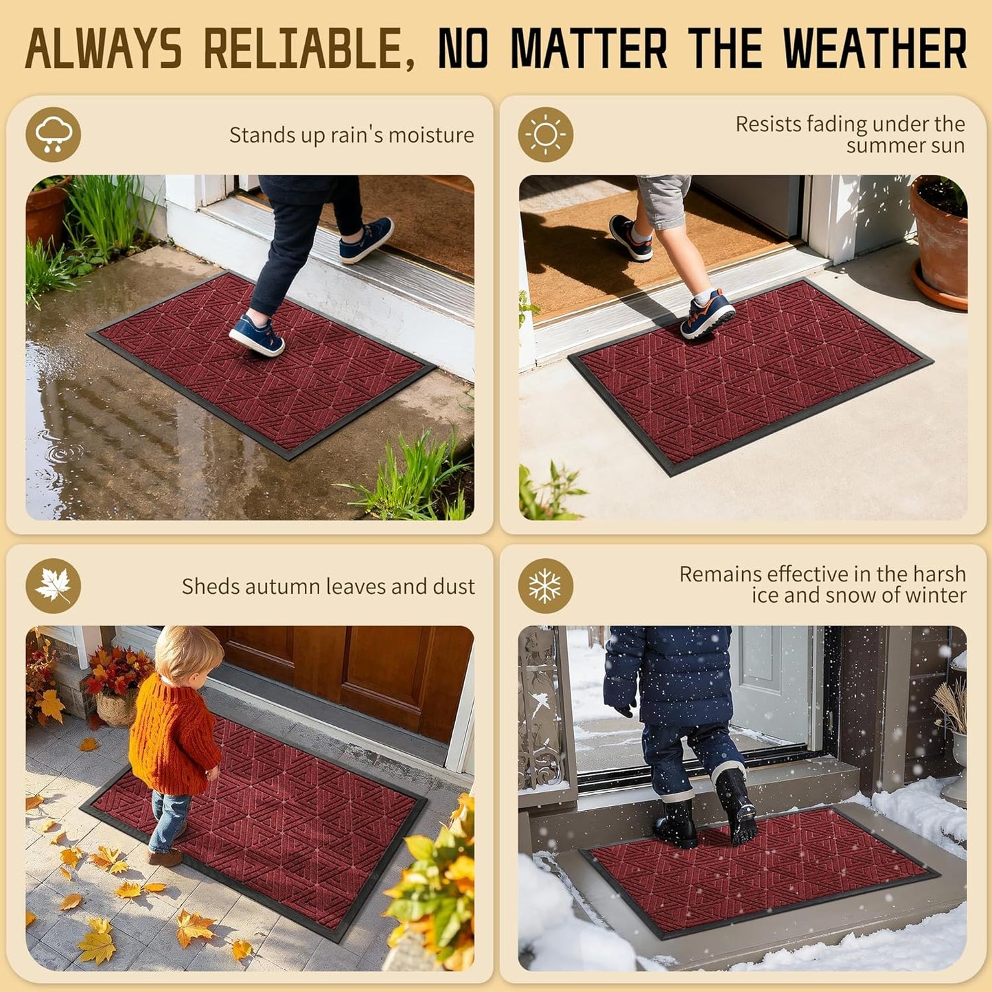 Yimobra Front Door Mat Outside Entrance 29.5x17, Waterproof Heavy Duty Outdoor Mats for Front Door, Non Slip Rubber Entry Mat for Garage Patio Indoor, Grey