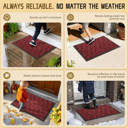 Yimobra Front Door Mat Outside Entrance 29.5x17, Waterproof Heavy Duty Outdoor Mats for Front Door, Non Slip Rubber Entry Mat for Garage Patio Indoor, Grey