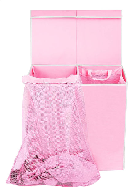Simple Houseware Double Laundry Hamper with Lid and Removable Bags, Black