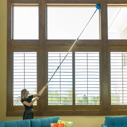 Webster Cobweb Duster and Spider Web Kit, Reach High Ceilings 18 To 20 Foot With Extension Pole and 3 Multi Use Heads