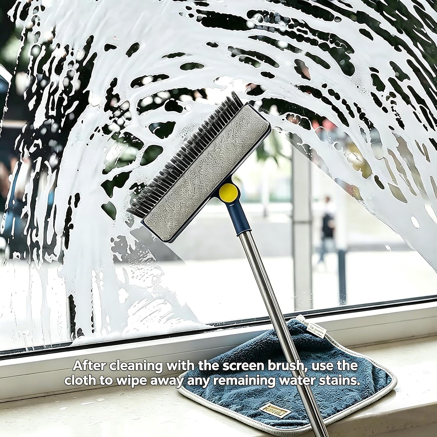 2-in-1 Window Screen Cleaning Brush, Double-Sided Mesh Cleaner Tool for Screens, Patio, Porch, Door and Window, Dry & Wet Use, Small Handheld Screen Brush for Dust and Grime (White & Gray)
