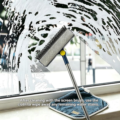 2-in-1 Window Screen Cleaning Brush, Double-Sided Mesh Cleaner Tool for Screens, Patio, Porch, Door and Window, Dry & Wet Use, Small Handheld Screen Brush for Dust and Grime (White & Gray)