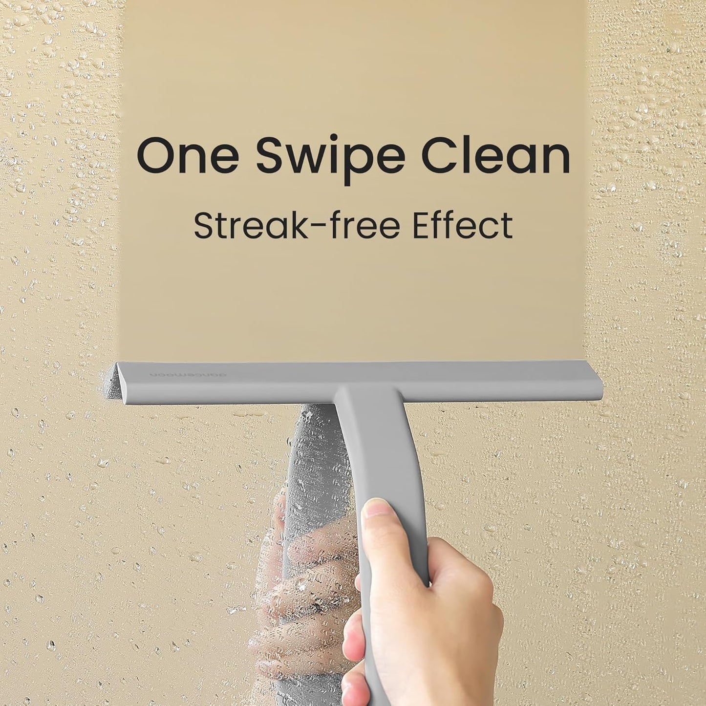 dancemoon JustHang Shower Squeegee for Glass Doors, All-in-One Award-Winning Silicone Squeegee with Built-in Hook for Bathroom, Window, Mirror, Tile Wall, Car, Streak-Free Cleaner Tool, 10-Inch Black