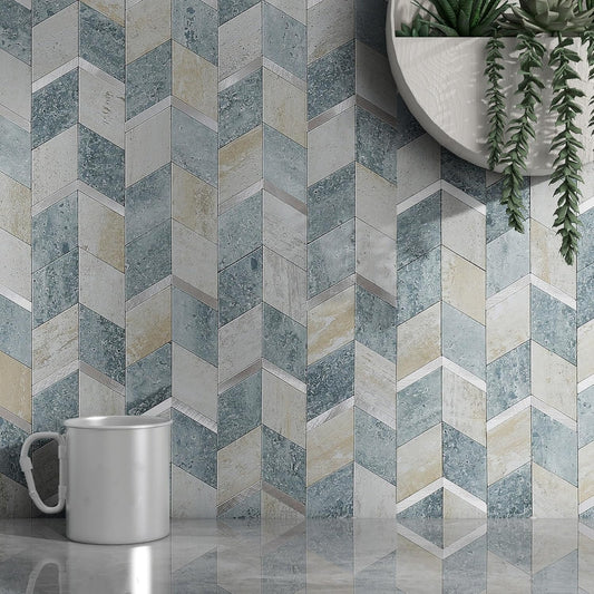 MOFIT Peel and Stick Backsplash for Kitchen,3D Wall Panel Peel and Stick Tile Self Adhesive Backsplash for Bathroom Tile Stickers Diamond (5Sheets,Blue Green Gray)