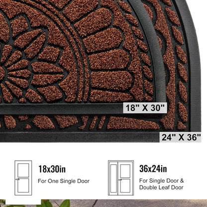 Mibao Front Door Mat Indoor Outdoor Entrance, Semicircular Entrance Mat, Half Round Waterproo Non-Slip Durable Rubber Door Mats, Low Profile Heavy Duty Doormat for Garage, Patio, 30" x 18", Yellow