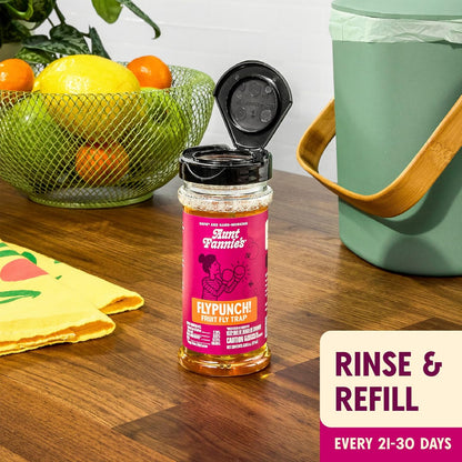 Aunt Fannie's FlyPunch Fruit Fly Trap for Indoor and Kitchen Use, Ready to Use, Made with Plant Based Ingredients, Safe Near Food, Each Bottle Lasts Up to 30 Days, Pack of 1
