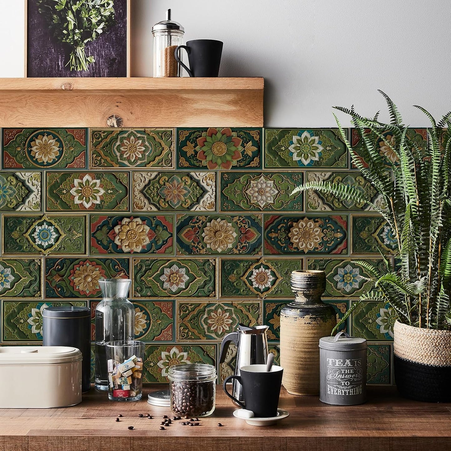 VICCI 32Pcs Tile Decals - Peel and Stick Kitchen Backsplash - Decorative Wall Tiles Stickers 8" x 4" Self-Adhesive Waterproof Removable for Bathroom Cabinets Home DIY Projects Decor