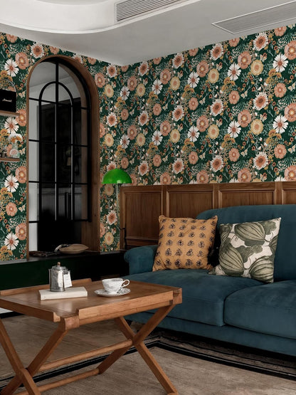 Dimoon 17.3''x78.7'' Peel and Stick Wallpaper Floral Cute Contact Paper Vintage Village Country Cottage Wallpaper Farmhouse Yellow Beige Renter Friendly Geometry Waterproof Embossed Kitchen Bedroom