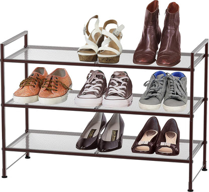 Simple Houseware 3-Tier Stackable Shoes Rack Storage Shelf, Black