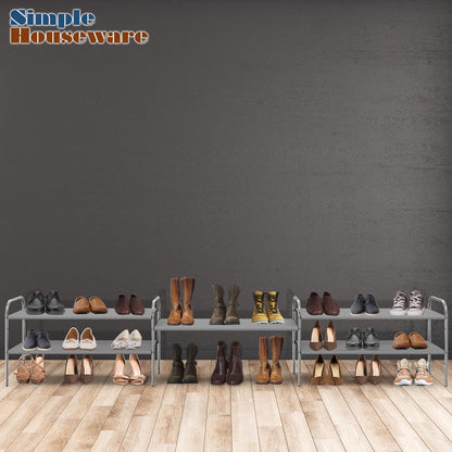 Simple Houseware 3-Tier Shoe Rack Storage Organizer, Grey – Space-Saving Shoe Shelf, Holds 9–16 Pairs, Sturdy Metal Frame, Easy Assembly – Closet, Entryway, Bedroom Shoe Storage Solution