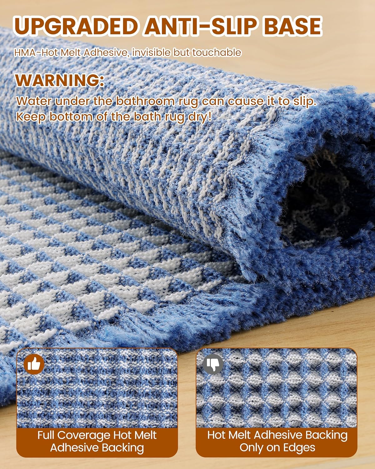 Smiry Waffle Bath Mat 30x20, Extra Soft Absorbent Bathroom Rugs, Non Slip Machine Washable Quick Dry Bath Rugs for Bathroom Floor, Tub, Shower, Home Decor Accessories, Brown